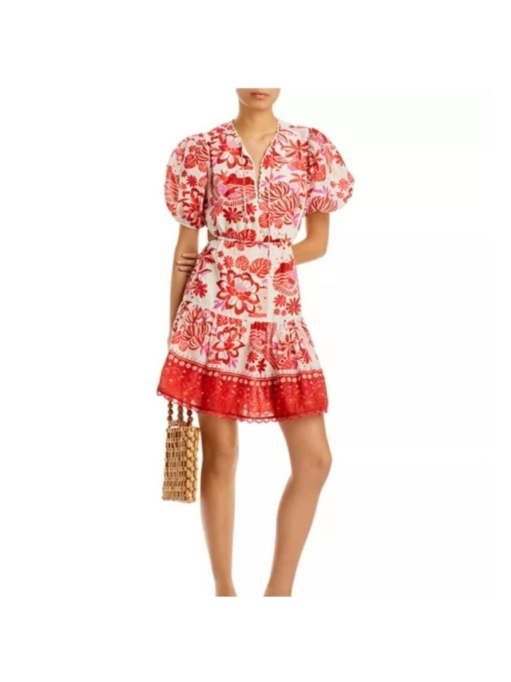 Farm Rio Tiles Cotton Mini Dress
